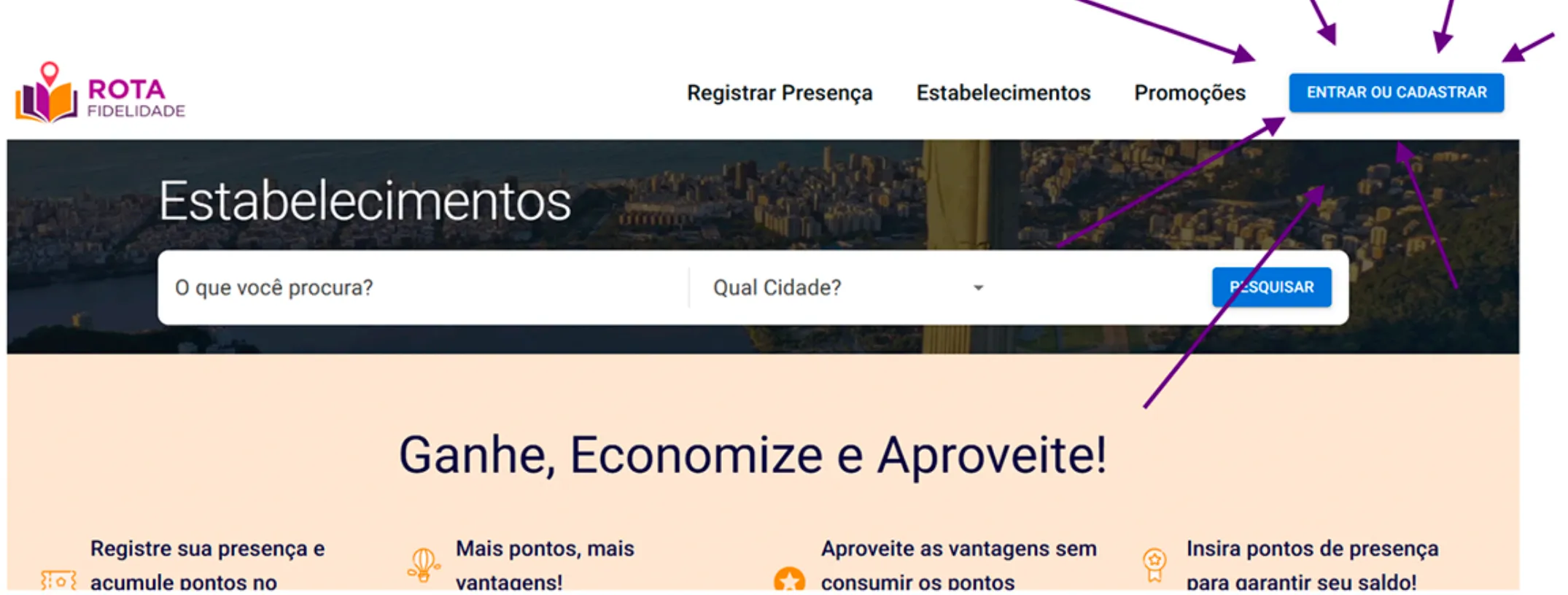 Acesse o site do Rota Fidelidade
