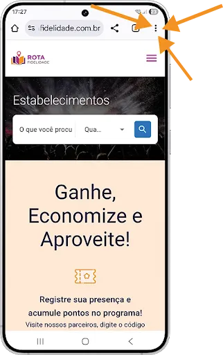 Pesquise e acesse o menu