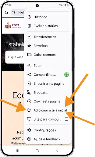 Adicione à tela inicial