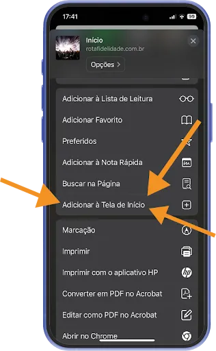 Adicione à tela inicial