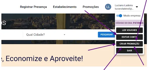 Acesse a área de promoções