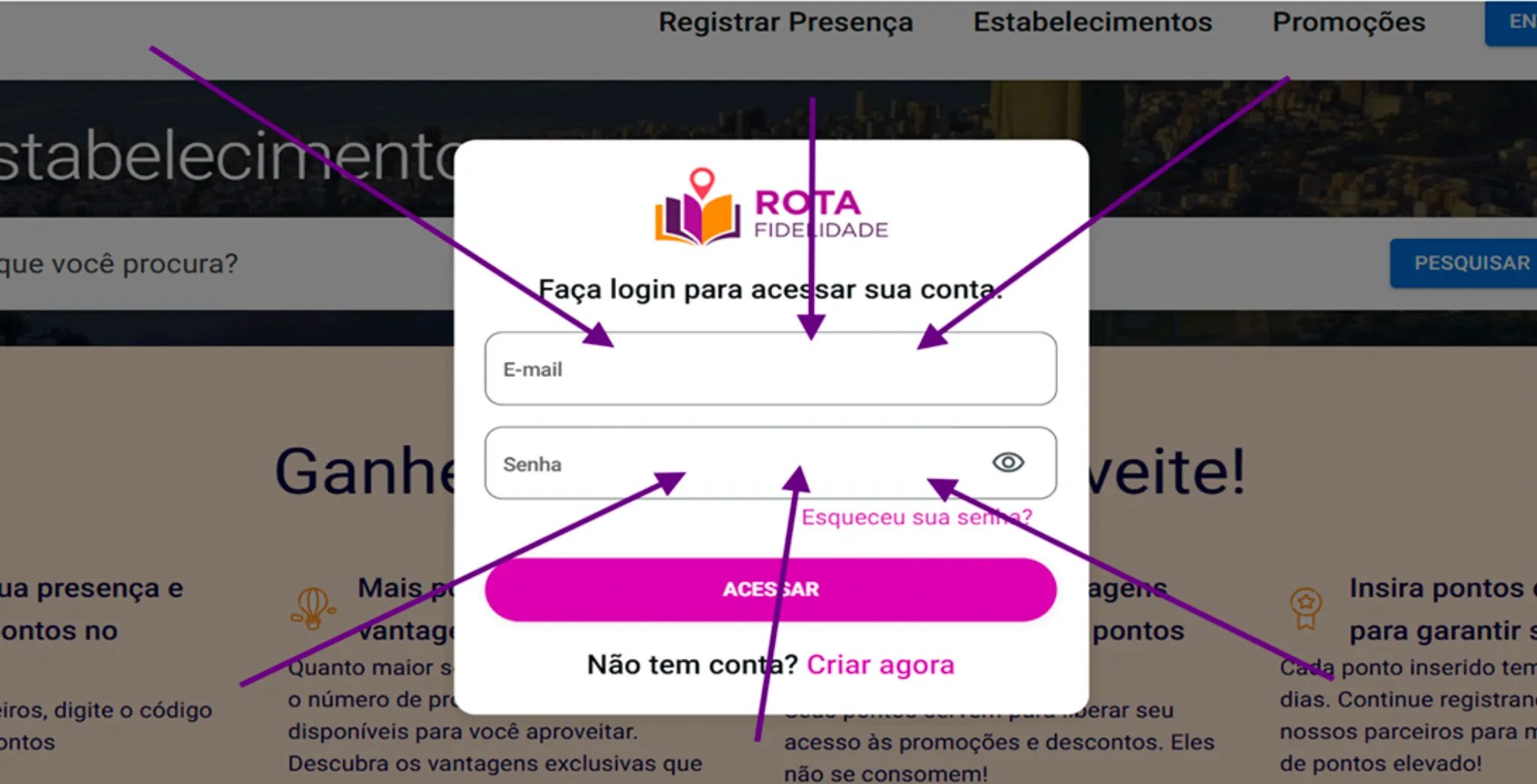 Digite seu login e senha