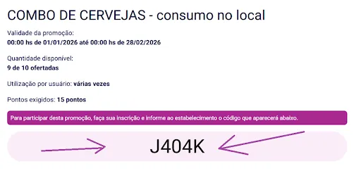 Utilize sua promoção