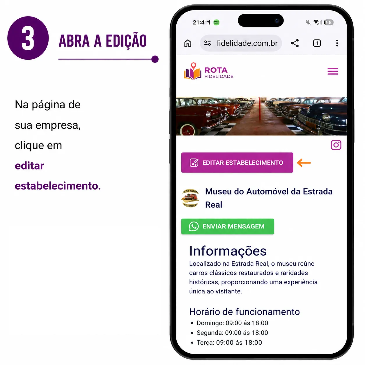 Acesse a área de edição