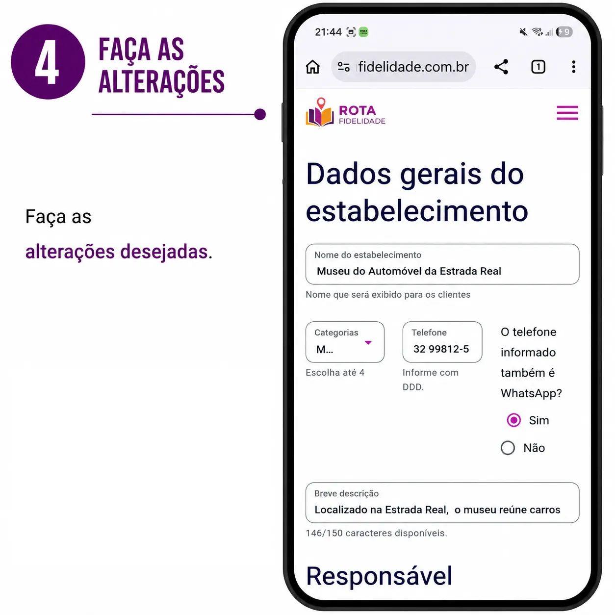 Editar os dados da sua empresa
